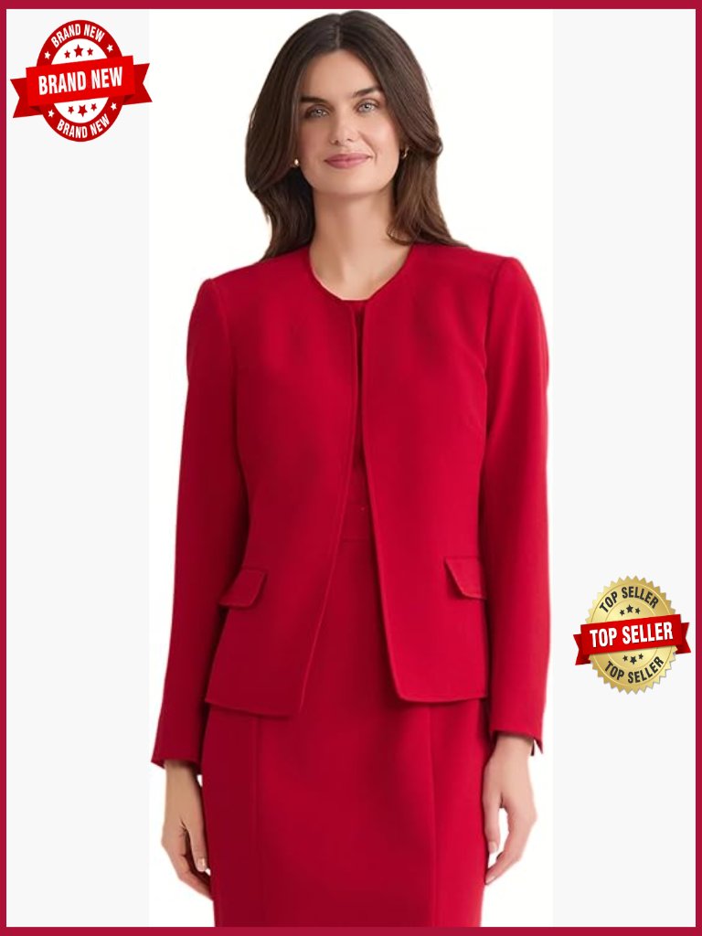 Women's Stretch Crepe Open-Front Blazer, Long Sleeve, Tailored Fit, Business